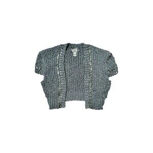 Y2K Finity Black Bouclé Short Knit Sequin Shrug Bolero Sweater Size Medium